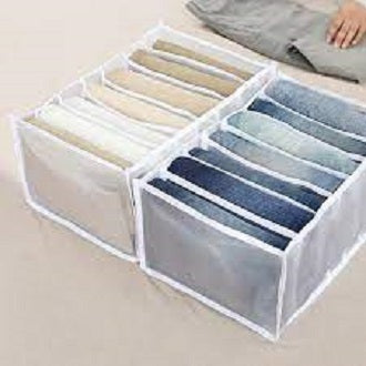 7-Grid Foldable Clothes Organizer Box | Washable Mesh Wardrobe Divider for Jeans, T-Shirts & More 7-Grid Foldable Clothes Organizer Box | Washable Mesh Wardrobe Divider for Jeans, T-Shirts & More