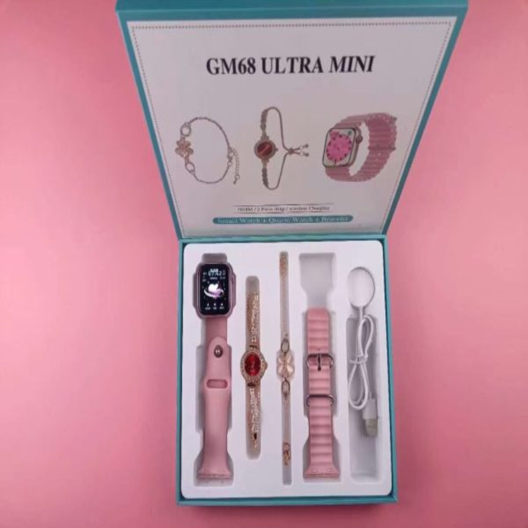 Wedding Gift GM68 Ultra Mini Smartwatch + Quartz Bracelet Watch Combo Wedding Gift GM68 Ultra Mini Smartwatch + Quartz Bracelet Watch Combo