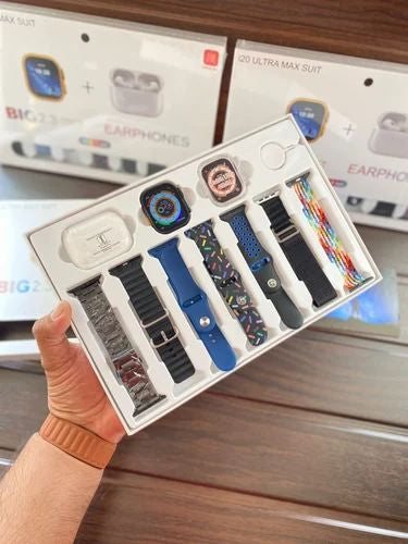 I20 Ultra Max Smart Watch 10-in-1 Box with 7 Straps & AirPods 2 I20 Ultra Max Smart Watch 10-in-1 Box with 7 Straps & AirPods 2