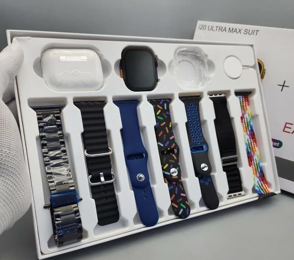 I20 Ultra Max Smart Watch 10-in-1 Box with 7 Straps & AirPods 2 I20 Ultra Max Smart Watch 10-in-1 Box with 7 Straps & AirPods 2