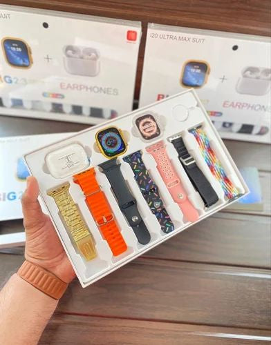 I20 Ultra Max Smart Watch 10-in-1 Box with 7 Straps & AirPods 2 I20 Ultra Max Smart Watch 10-in-1 Box with 7 Straps & AirPods 2