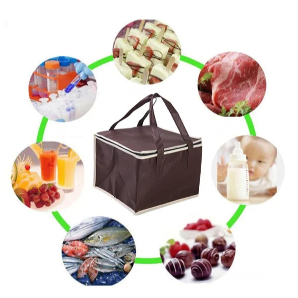 Portable Insulated Lunch Bag | Foldable Cooler & Thermal Picnic Tote for Food insulated food bag with images of food types around it