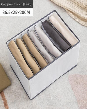 7-Grid Foldable Clothes Organizer Box | Washable Mesh Wardrobe Divider for Jeans, T-Shirts &amp; More