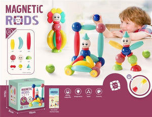 Magnetic Rods Building Toy – Montessori STEM Blocks for Kids | DIY Magnetic Sticks &amp; Balls | Educational Construction Set