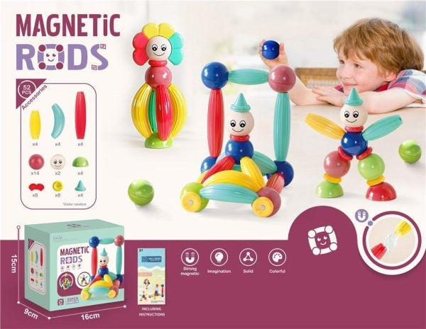 Magnetic Rods Building Toy – Montessori STEM Blocks for Kids | DIY Magnetic Sticks &amp; Balls | Educational Construction Set