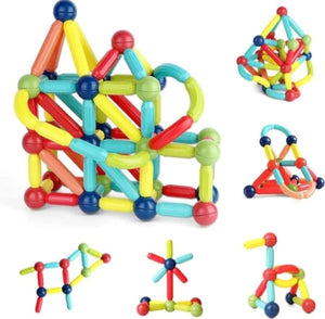 Magnetic Rods Building Toy – Montessori STEM Blocks for Kids | DIY Magnetic Sticks &amp; Balls | Educational Construction Set